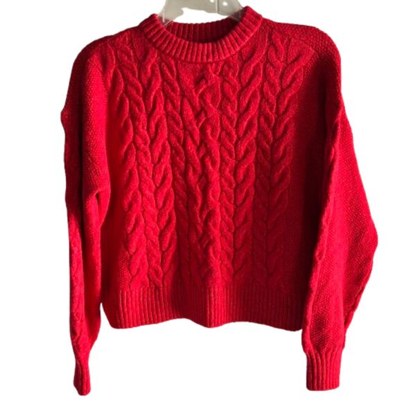 Old Navy Girls XL 14-16 Red Cable Knit Crew Neck Sweater Holiday Winter Style #V - Picture 2 of 7